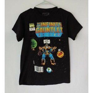 Marvel Infinity Gauntlet Thanos Comic Cover Black T-shirt 2018 Men's Size Small